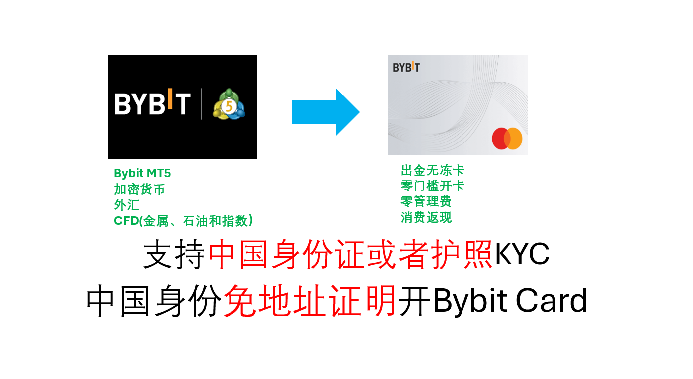 无需地址证明，支持中国身份证开美元Bybit Card虚拟卡#Bybit MT5外汇黄金交易#低点差一站式交易平台